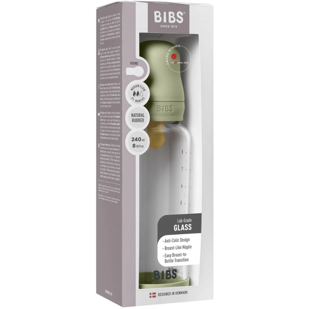 Glass Baby Bottle Latex Medium Flow - 240ml - Image 4