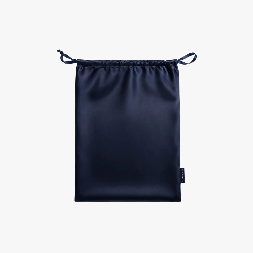 Silk Travel Pillow - Navy Blue - Image 3