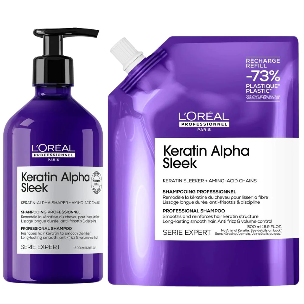 Keratin Alpha Sleek Shampoo Refill Set - 2x500ml