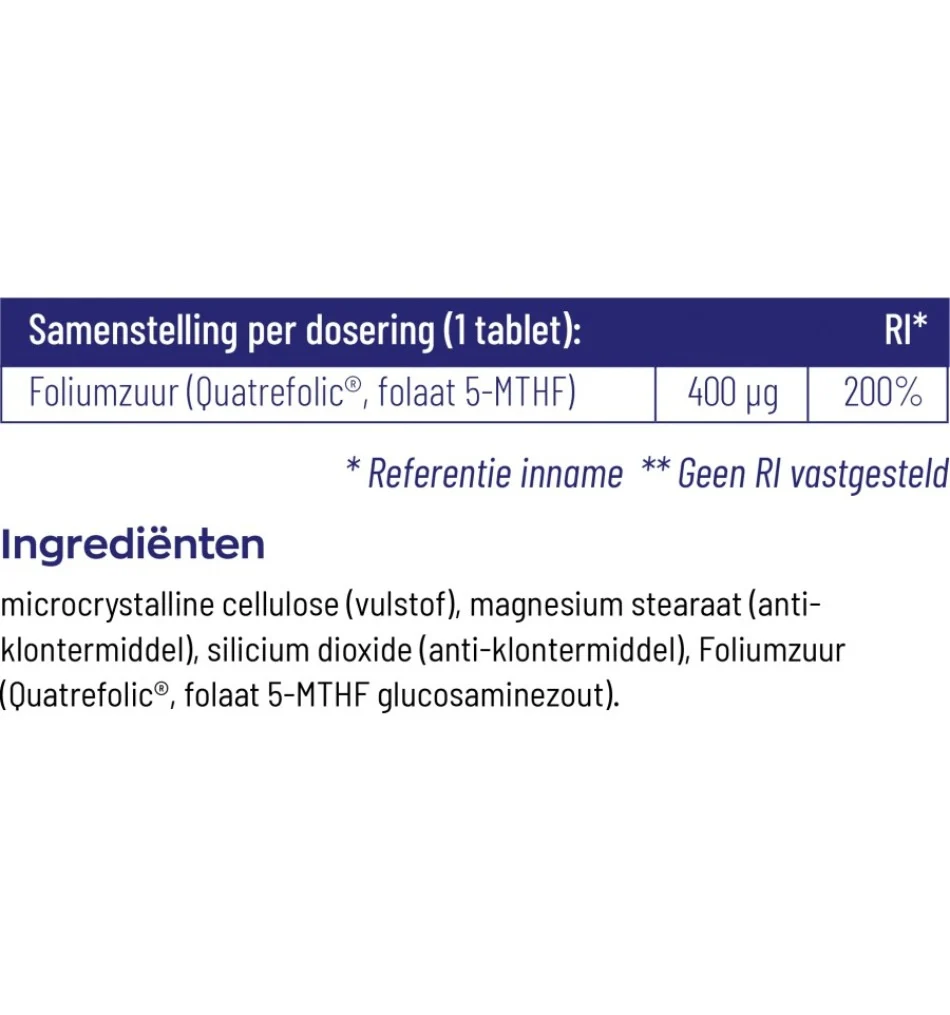 Actief Foliumzuur 400mcg Quatrefolic® Folaat 5-MTHF -90pcs - Image 4