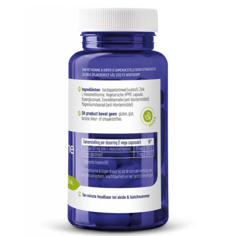 Zink-Methionine & Koper - 90 Vegan Capsules - Image 3